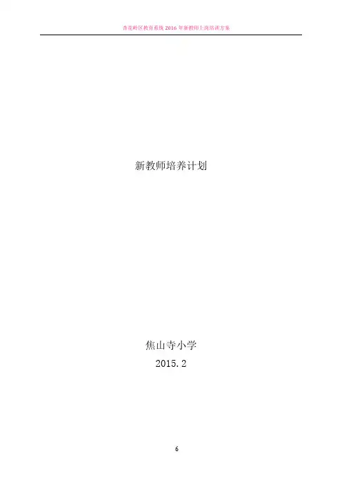 新教师培养计划 (方案)