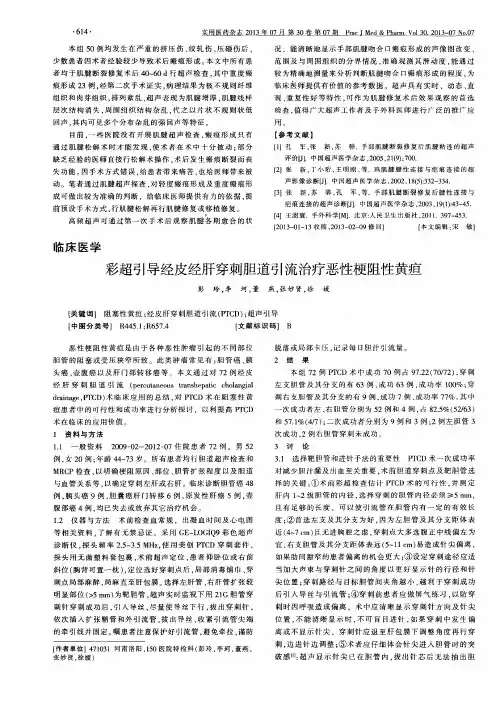 彩超引导经皮经肝穿刺胆道引流治疗恶性梗阻性黄疸