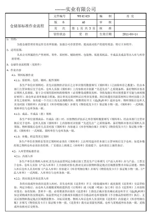 仓储标准作业流程