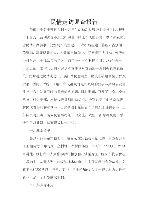 民情走访调查报告