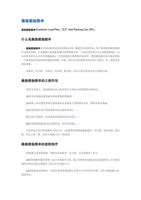 集装箱装箱单