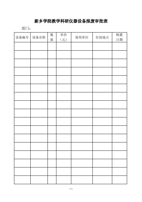 新乡学院教学科研仪器设备报废审批表
