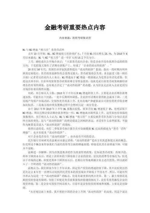 金融考研重要热点内容