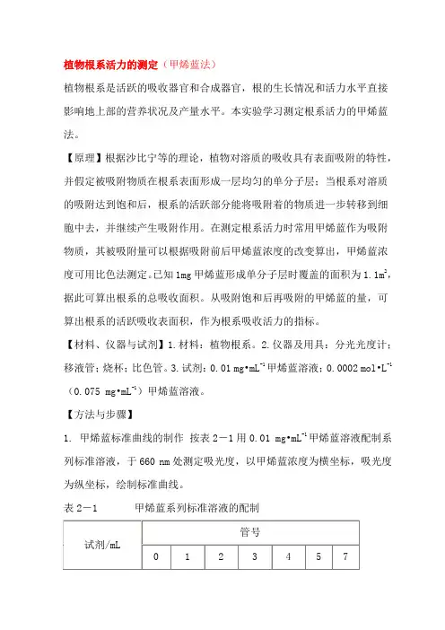 根系活力测定方法
