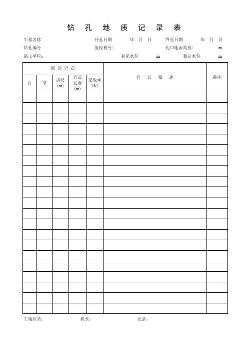 1-钻孔地质记录表