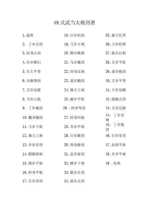 49式武当太极剑谱