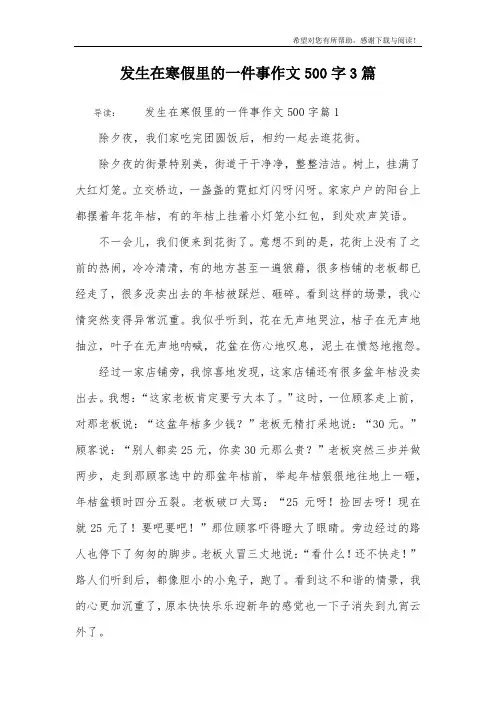 发生在寒假里的一件事作文500字3篇