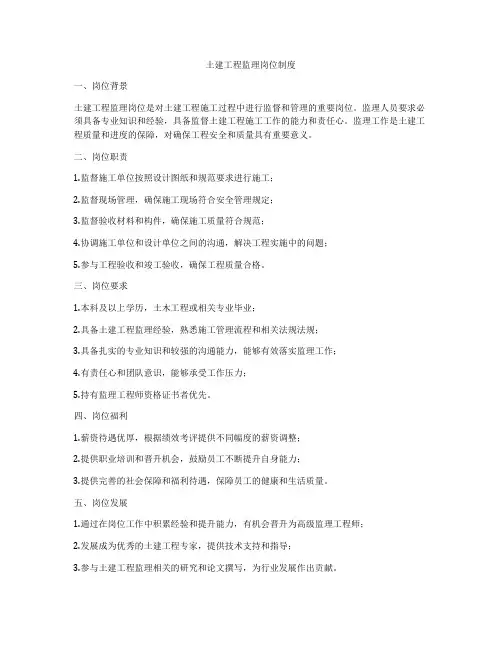 土建工程监理岗位制度