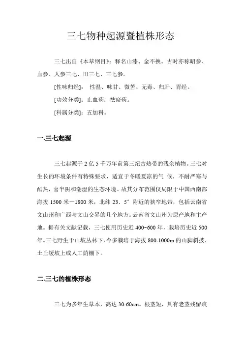 三七物种起源暨植株形态