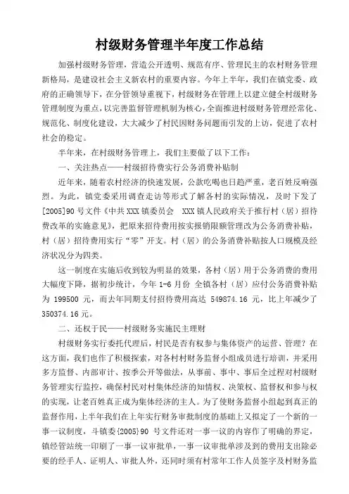 村级财务管理半年度工作总结