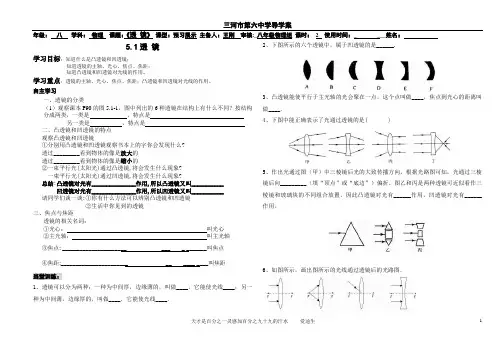 2012新课标人教版初二物理上册5.1透 镜