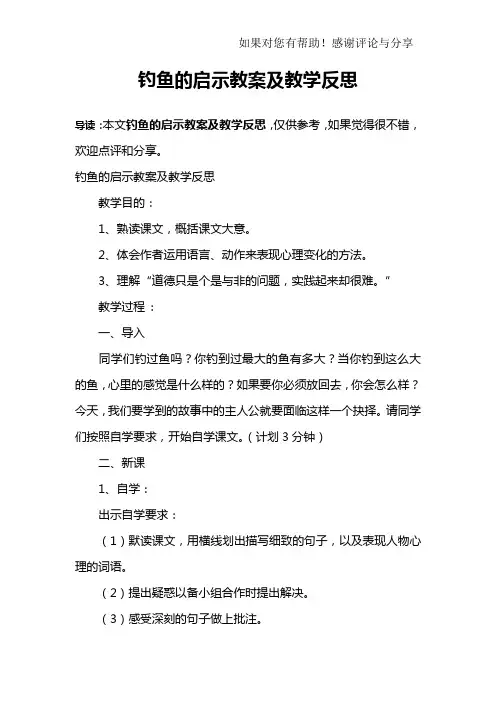 钓鱼的启示教案及教学反思