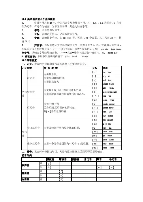 $1.1 英语语音的几个基本概念汇总