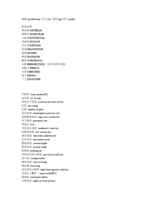 轮胎词汇-职业翻译词汇积累系列(1)