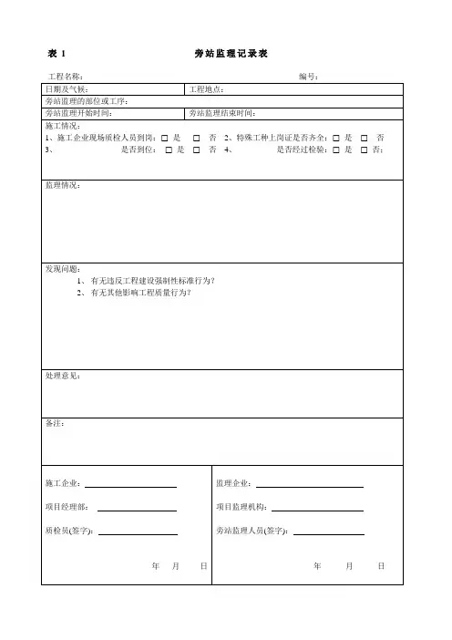 巡视旁站监理记录表
