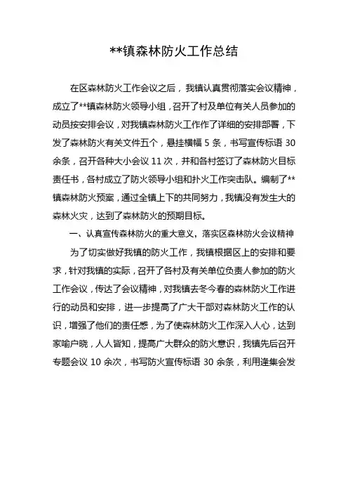 森林防火工作总结