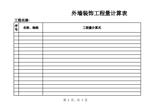工程外墙装饰工程量计算表(模板)