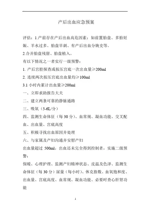 产后出血应急预案