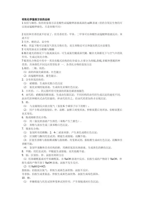 有机化学鉴别方法总结