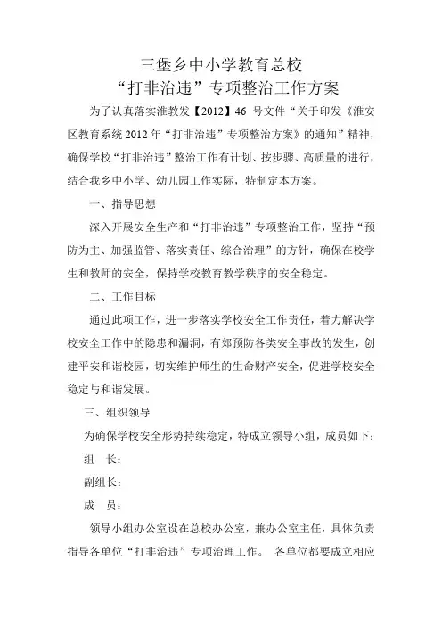 打非治违整治工作实施方案