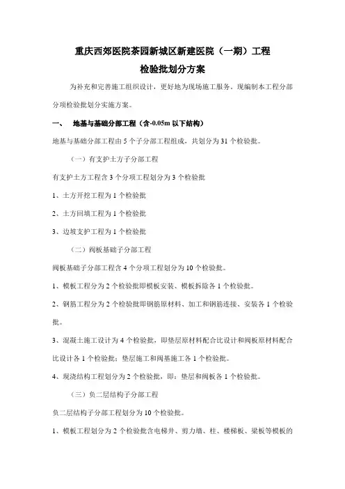 检验批划分方案