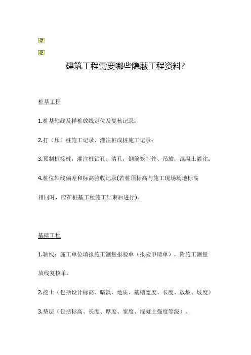 建筑工程哪些需要隐蔽