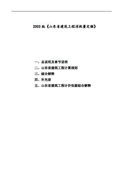 山东建筑工程消耗量定额章节说明、计算规则、解释(03版)