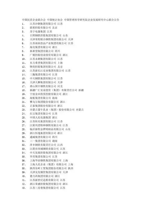 中国2009年民营企业500强