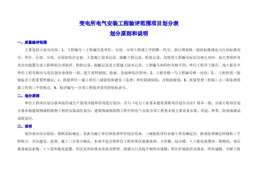变电所电气安装单位工程验评范围项目划分表.doc