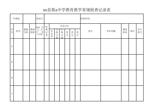 教育教学常规检查记录表(模板)