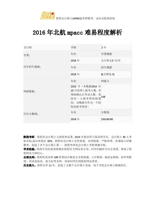 2016年北航mpacc难易程度解析