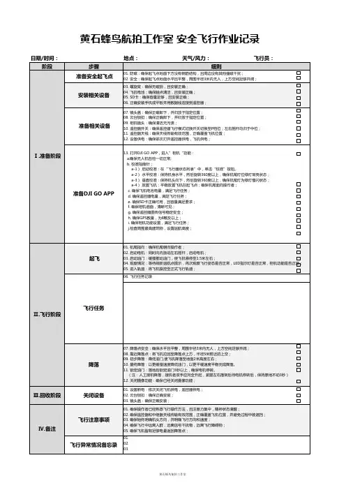 无人机安全飞行作业记录