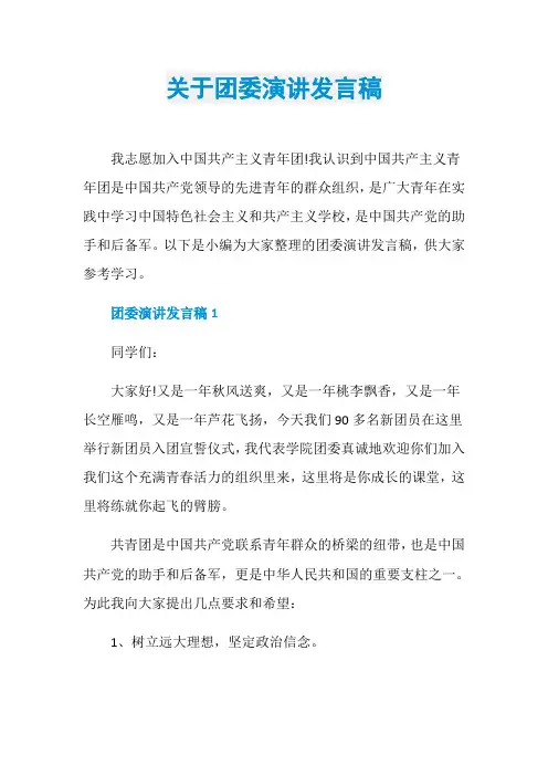 关于团委演讲发言稿