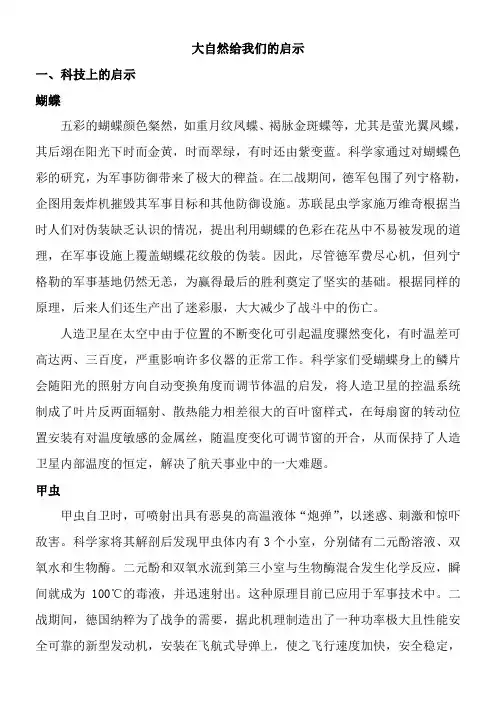 大自然给我们的启示科技方面 