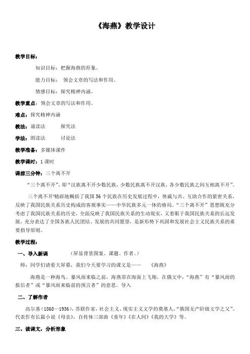 新人教版(部编)九年级语文下册《一单元  阅读  4 海燕》研讨课教案_26