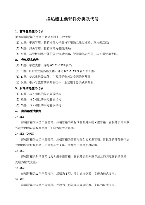 换热器分类及代号