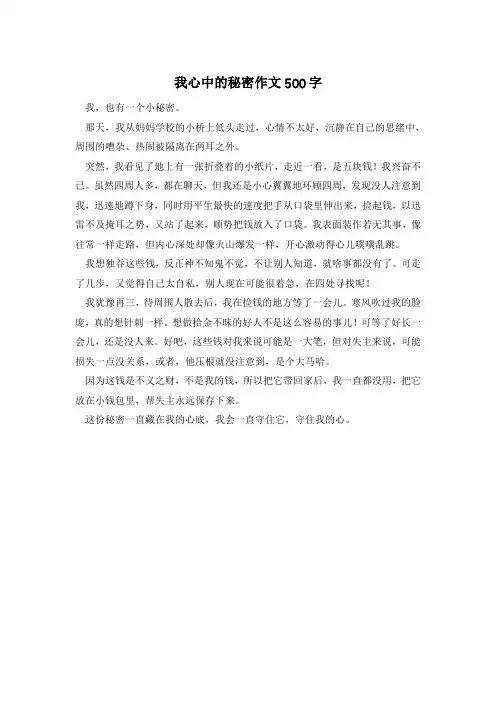 我心中的秘密作文500字