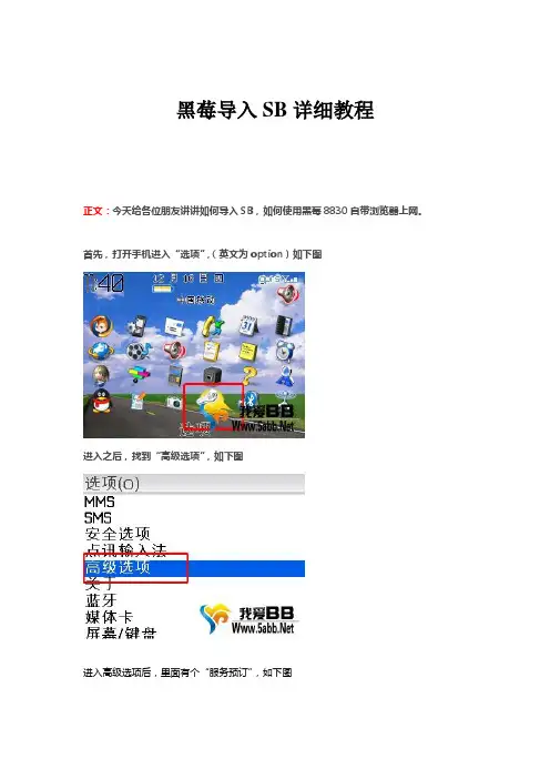 黑莓8830导入SB详细步骤