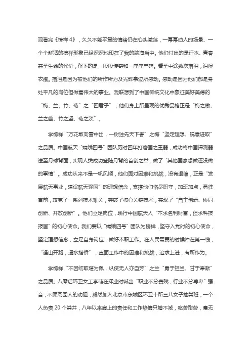 榜样4学习心得：向典型致敬,向榜样学习