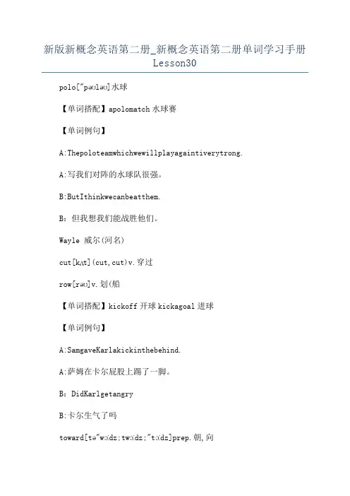 新版新概念英语第二册_新概念英语第二册单词学习手册Lesson30