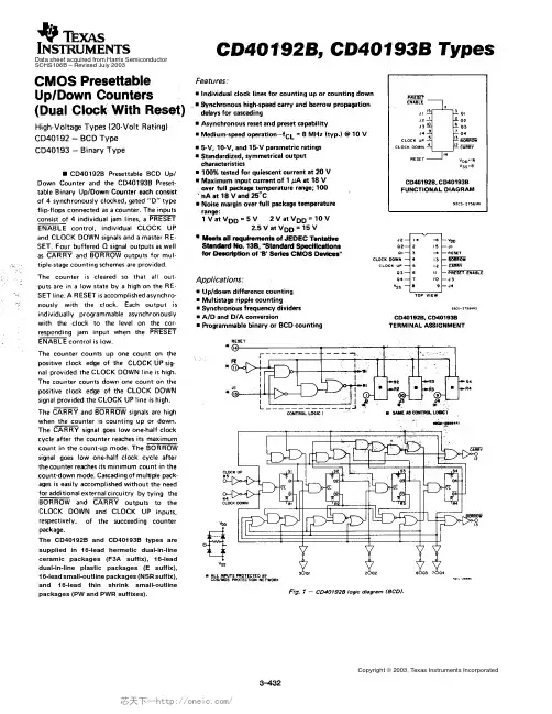 CD40192BE,CD40193BE,CD40193BPWRE4,CD40193BPWRG4,CD40192BNSRE4,CD40193BNSRE4, 规格书,Datasheet 资料