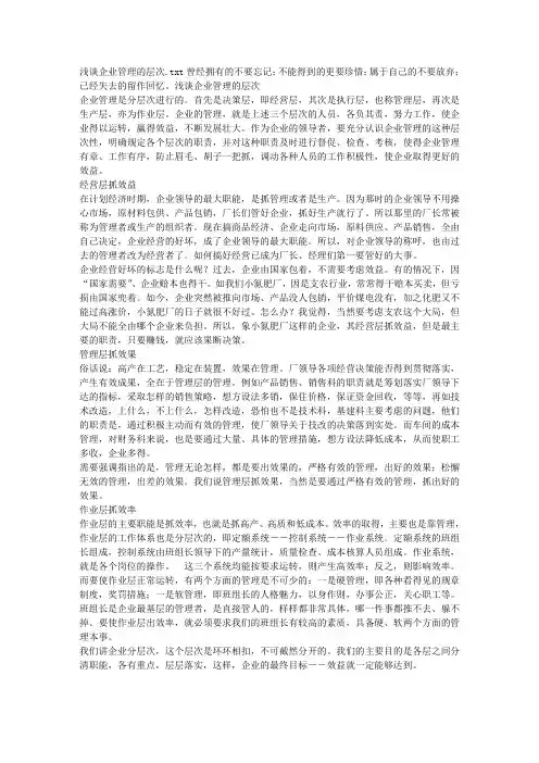 浅谈企业管理的层次