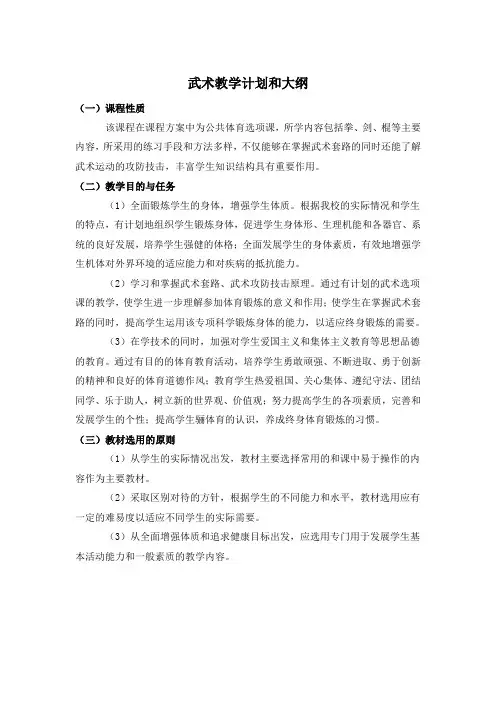 武术训练大纲