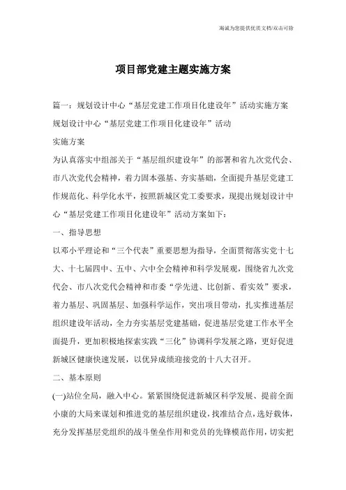 项目部党建主题实施方案