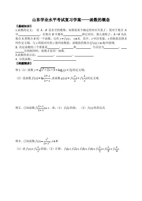 高中学业水平考试复习学案