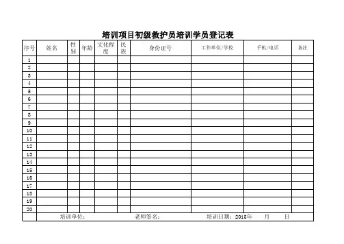 救护员培训登记表
