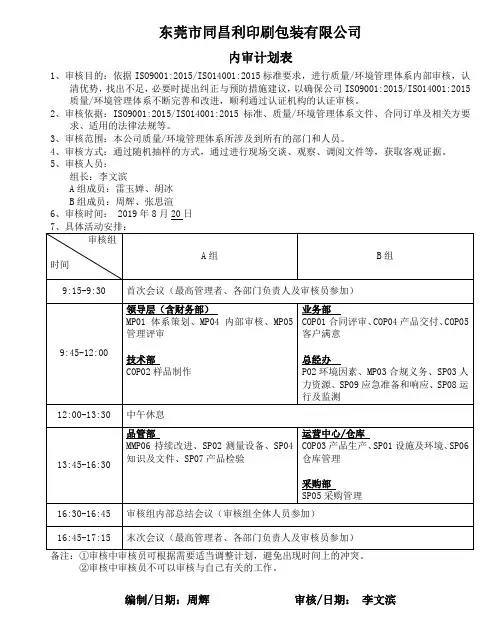02 内审计划表