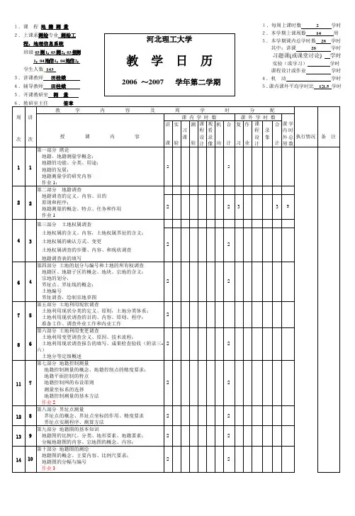 06-07第二学期教学日历地籍测量