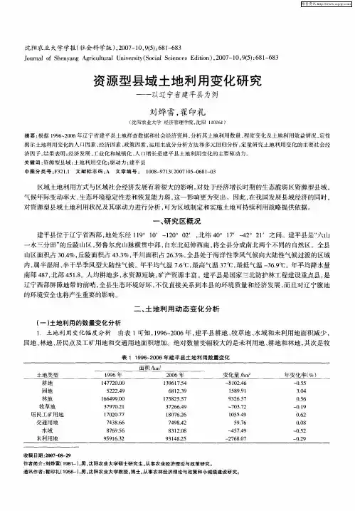 资源型县域土地利用变化研究——以辽宁省建平县为例