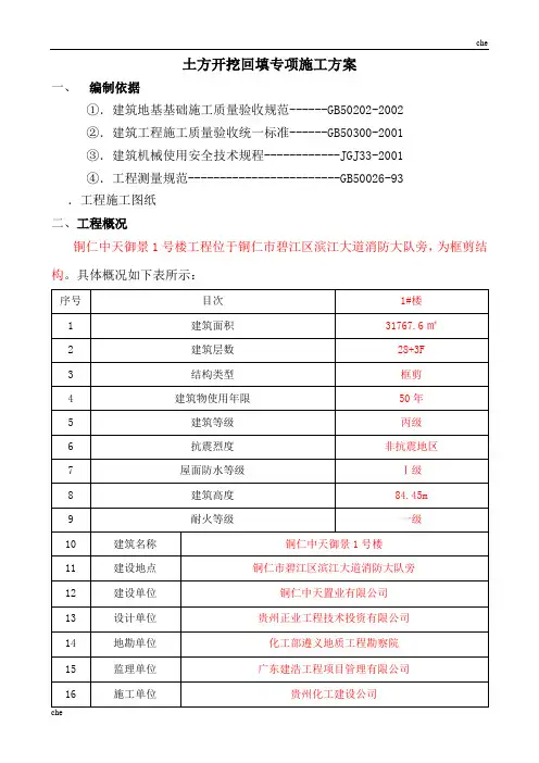 施工方案-土方开挖回填专项施工方案
